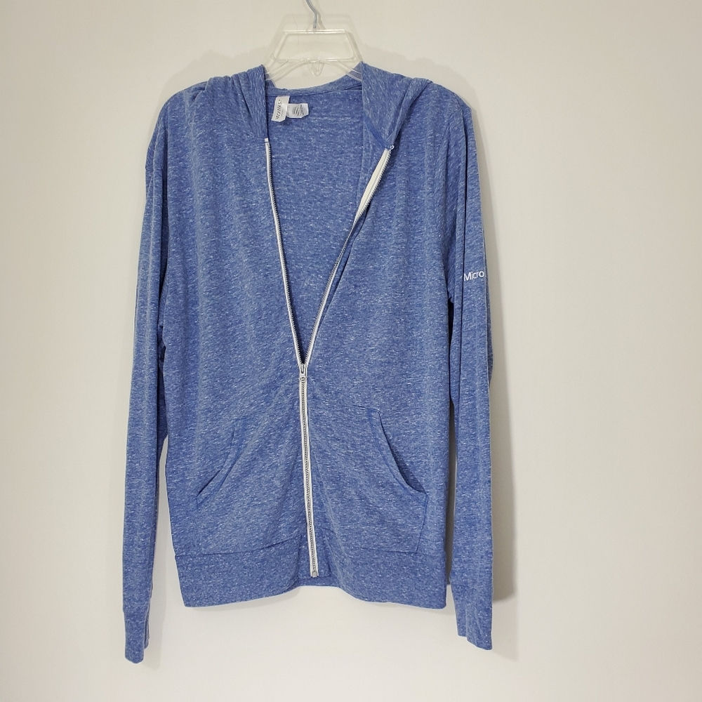 Threadfast Apparel Blue Zip Front Hoodie, Small